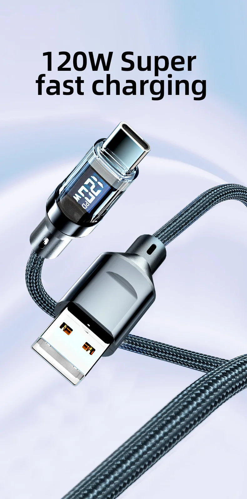 NovaHub 120W LCD Fast Charging Cable