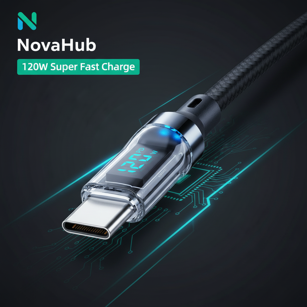 NovaHub 120W LCD Fast Charging Cable Cover